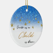 Eleganto Us Scripture Blauer Glitzer Weihnachten Keramik Ornament (Rechts)