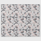 ElegantPink Gray Blume Geschenkpapier (Flach)