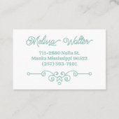 Elegantsage Green Blüh Chic Monogram Vintag Visitenkarte (Rückseite)