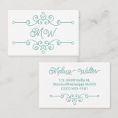 Elegantsage Green Blüh Chic Monogram Vintag Visitenkarte (Vorne/Hinten)