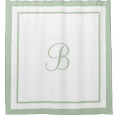 Elegantsage Green Border Script Monogram Letter Duschvorhang (Vorderseite)