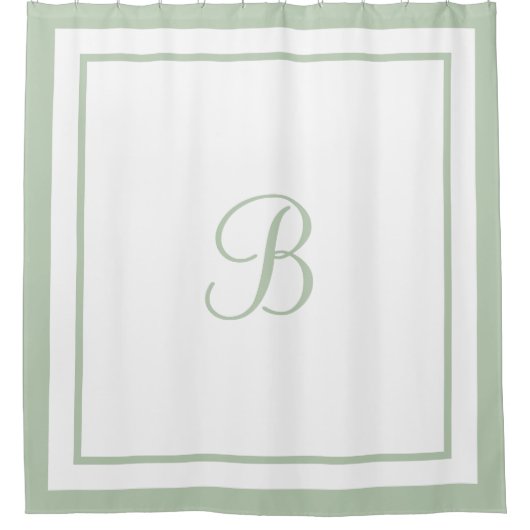 Elegantsage Green Border Script Monogram Letter Duschvorhang (Vorderseite)