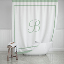 Elegantsage Green Border Script Monogram Letter Duschvorhang