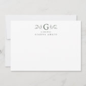 Elegantsage Green Botanical Monogram & Name Mitteilungskarte (Vorderseite)