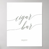 Elegantsage Green Calligraphy Cigar Bar Sign Poster (Vorne)