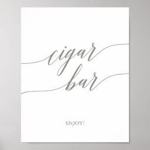 Elegantsage Green Calligraphy Cigar Bar Sign Poster