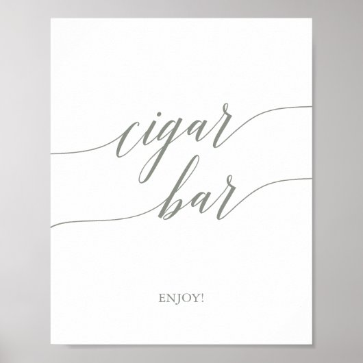 Elegantsage Green Calligraphy Cigar Bar Sign Poster (Vorne)
