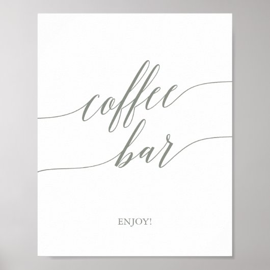 Elegantsage Green Calligraphy Coffee Bar Sign Poster (Vorne)