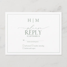 Elegantsage Green Calligraphy Monogram UAWG Einladungspostkarte