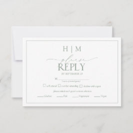 Elegantsage Green Calligraphy Monogram UAWG RSVP Karte