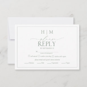 Elegantsage Green Calligraphy Monogram UAWG RSVP Karte
