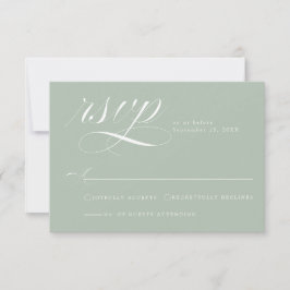 Elegantsage Green Calligraphy Wedding RSVP Card