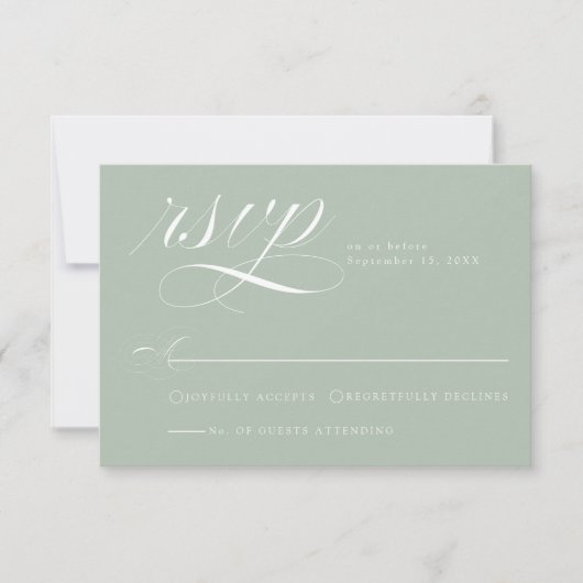 Elegantsage Green Calligraphy Wedding RSVP Card (Vorderseite)