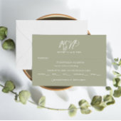 Elegantsage Green Calligraphy Wedding RSVP Card Einladung