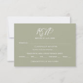 Elegantsage Green Calligraphy Wedding RSVP Card Einladung (Vorderseite)