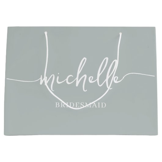 Elegantsage Green Chic Monogram Script Große Geschenktüte (Vorderseite)