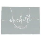Elegantsage Green Chic Monogram Script Große Geschenktüte (Rückseite)