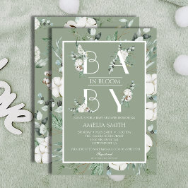 Elegantsage Green Floral Baby in Bloom Einladung