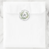 Elegantsage Green Floral Script Monogram Address Runder Aufkleber (Tasche)