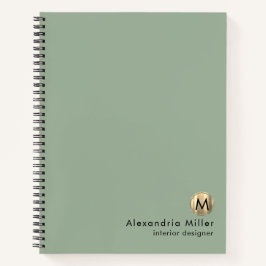 Elegantsage Green Gold Monogram Notizblock