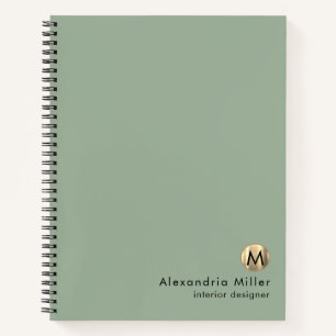 Elegantsage Green Gold Monogram Notizblock