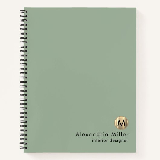 Elegantsage Green Gold Monogram Notizblock (Vorderseite)