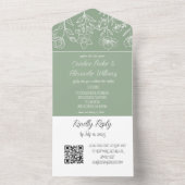 Elegantsage Green Modern Floral UAWG QR Code All In One Einladung (Innen Boden)