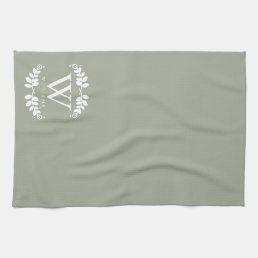 Elegantsage Green Monogram Handtuch (Horizontal)