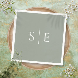 Elegantsage Green Monogram Minimalistisch Serviette