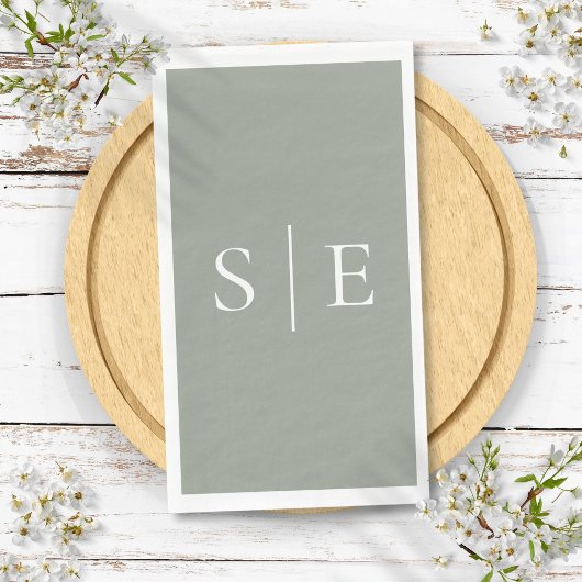Elegantsage Green Monogram Minimalistisch Serviette