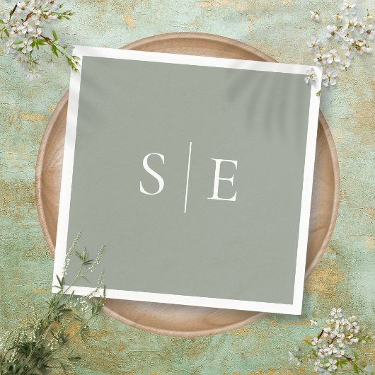 Elegantsage Green Monogram Minimalistisch Serviette