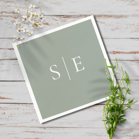 Elegantsage Green Monogram Minimalistisch Serviette