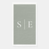 Elegantsage Green Monogram Minimalistisch Serviette (Vorderseite)