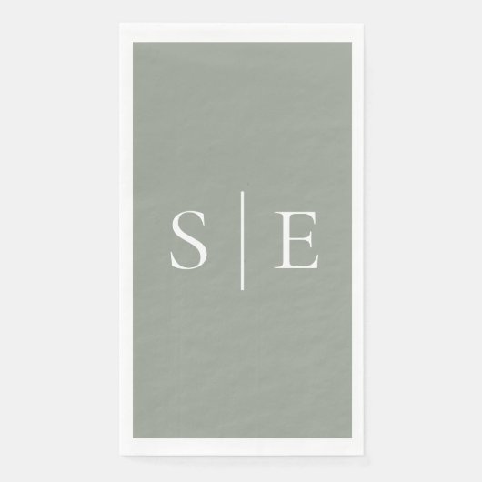 Elegantsage Green Monogram Minimalistisch Serviette (Vorderseite)
