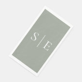 Elegantsage Green Monogram Minimalistisch Serviette (Ecke)