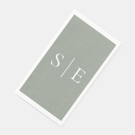 Elegantsage Green Monogram Minimalistisch Serviette (Ecke)