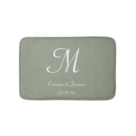 Elegantsage Green Monogram Name Newlyweds Badematte (Vorderseite)