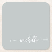 Elegantsage Green Monogram Name Script Rechteckiger Pappuntersetzer (Vorderseite)