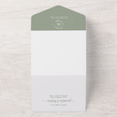 Elegantsage Green Monogram QR Code Foto Hochzeit All In One Einladung (Außenbereich)