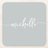 Elegantsage Green Monogram Script Signature Rechteckiger Pappuntersetzer (Vorderseite)