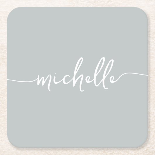 Elegantsage Green Monogram Script Signature Rechteckiger Pappuntersetzer (Vorderseite)