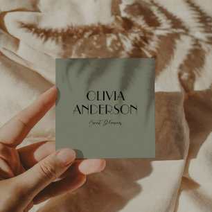 Elegantsage Green Neutral Boho Moderne einzigartig Quadratische Visitenkarte