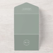 Elegantsage Green QR Code Monogram Wedding RSVP All In One Einladung (Außenbereich)
