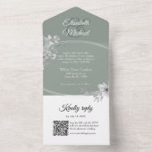 Elegantsage Green QR Code Monogram Wedding RSVP All In One Einladung (Innen Boden)
