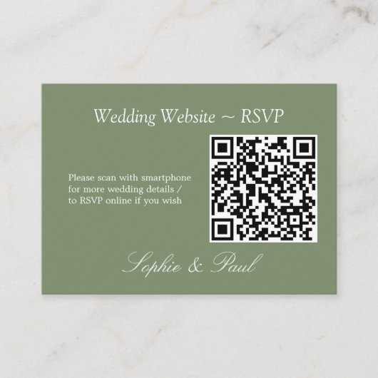 Elegantsage Green QR Code Website RSVP Card Begleitkarte (Vorderseite)