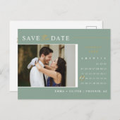 Elegantsage Green Save the Date Kalender QR-Code Postkarte (Vorne/Hinten)