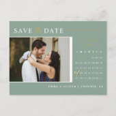 Elegantsage Green Save the Date Kalender QR-Code Postkarte (Vorderseite)