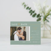 Elegantsage Green Save the Date Kalender QR-Code Postkarte (Stehend Vorderseite)