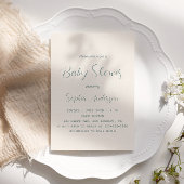 Elegantsage Green Script Baby Shower - Minimalisti Einladung