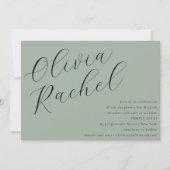 Elegantsage Green Script Calligraphy Bat Mitzvah Einladung (Vorderseite)